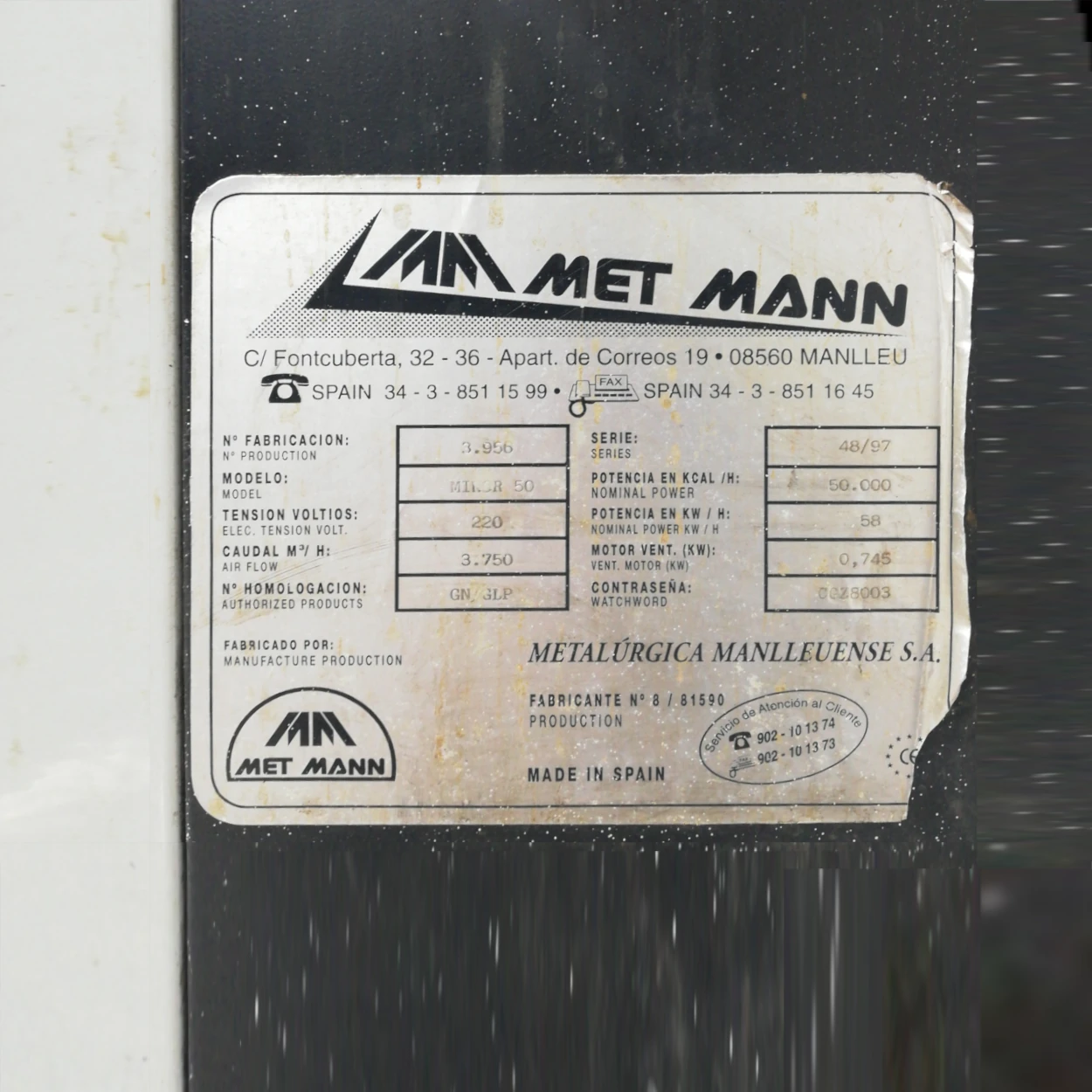 Calefactor industrial METMANN MINOR 50 procedente de una empresa en cierre