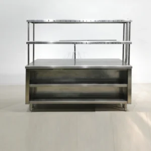 Nevera sotamostrador (200x87x174cm) d'acer inoxidable amb prestatgeria inferior i passa-plats