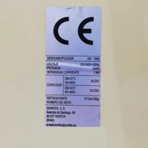 Deshumidificador ORBEGOZO DH-1800 d'ocasiรณ capacitat 18 litres potencia 290W