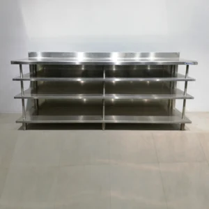 Taula d'acer inoxidable INFRICO de 245x60x106cm amb molt espai d'emmagatzematge