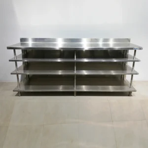 Taula d'acer inoxidable INFRICO de 245x60x106cm amb molt espai d'emmagatzematge