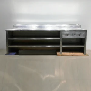 Taula d'acer inoxidable de 307x81x117cm amb 2 calaixos de gran qualitat i resistència