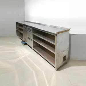 Mueble para cafetera 357x61x110cm de ocasión Fabricado en chapa de acero inoxidable