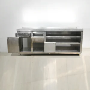 Moble per a cafetera 242x59x106cm d'ocasió fet de xapa d'acer inoxidable
