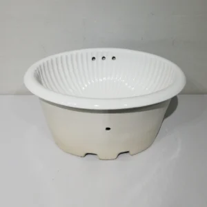 Lavamanos de porcelana de 49x40x22cm de color blanco encastable sobre la base del mueble del lavabo