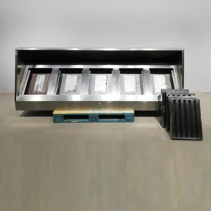 Campana central d'acer inoxidable sense motor (250x66x88cm) de segona mà