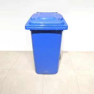 Cubo para basura con tapa de plรกstico azul (60x70x107cm) de 240 litros de gran calidad