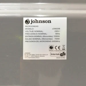 Microondas JOHNSON JOMI20B perfecto para uso doméstico como profesional