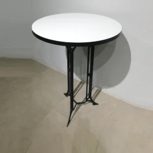Taula rodona de bar de ø75x104cm amb peu d'acer de gran resistència i base de melamina