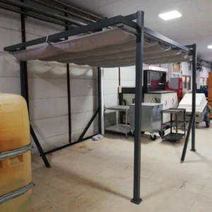 Carpa terrassa amb tendal corredís (360x320x245cm) amb estructura d'acer i tendal de polièster