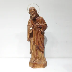 Figura de pessebre (ø20x64cm) amb el nen Jesús, la Mare de Déu i sant Josep de segona mà