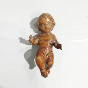 Figura de pessebre (ø20x64cm) amb el nen Jesús, la Mare de Déu i sant Josep de segona mà