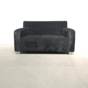 Sofá de 2 plazas (131x79x75 cm) tapizado en terciopelo negro