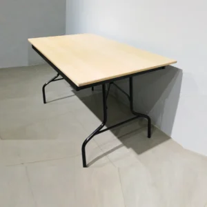 Mesa plegable de 140x80x75cm con tablero de melamina y patas de tubo de acero