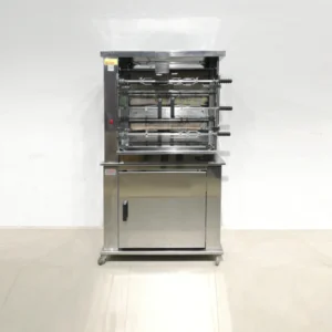 Asador de pollos ASDOR (90x44x155cm) de 3 espadas con capacidad para 12 pollos