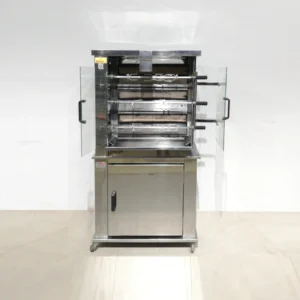 Asador de pollos ASDOR (90x44x155cm) de 3 espadas con capacidad para 12 pollos