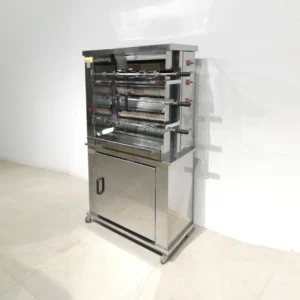 Asador de pollos ASDOR (90x44x155cm) de 3 espadas con capacidad para 12 pollos