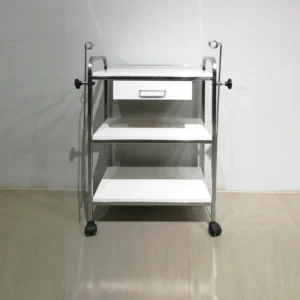 Carro auxiliar multiusos de 65x40x91cm fet d'estructura d'acer i prestatges de melamina
