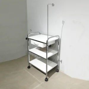 Carro auxiliar multiusos de 65x40x91cm fet d'estructura d'acer i prestatges de melamina