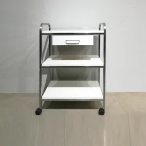 Carro auxiliar de 3 pisos 65x41x91cm amb estructura d'acer i prestatges de melamina