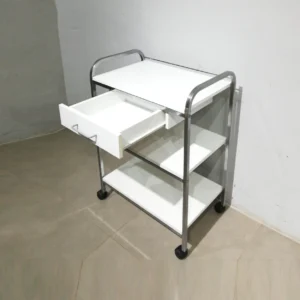 Carro auxiliar de 3 pisos 65x41x91cm amb estructura d'acer i prestatges de melamina