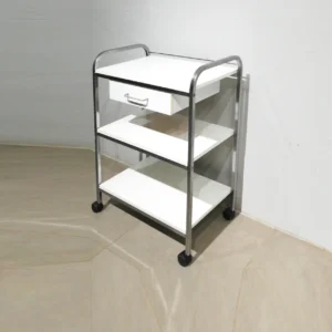 Carro auxiliar de 3 pisos 65x41x91cm amb estructura d'acer i prestatges de melamina