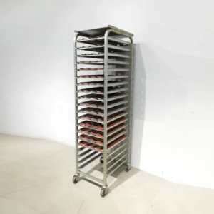 Carro de pastelería de acero inoxidable, de 46x61x187 cm, de ocasión, con espacio para 20 bandejas