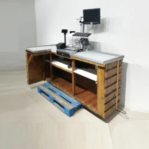 Tpv con mesa (203x98x92cm) incluye impresora, lector de códigos, teclado, báscula y portamonedas