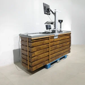 Tpv con mesa (203x98x92cm) incluye impresora, lector de códigos, teclado, báscula y portamonedas