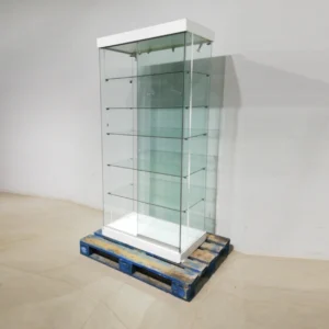 Armario de cristal de 87x44x186cm procedente de una empresa en cierre