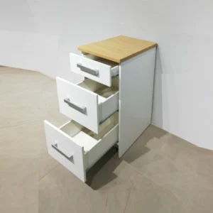 Moble de cuina d'ocasió 42x61x91cm feta de melamina i taulell de fusta amb 3 calaixos