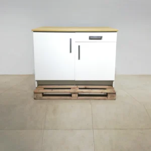 Moble de cuina d'ocasió 122x61x91cm fet de melamina i taulell de fusta