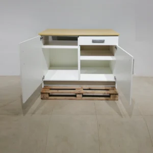 Moble de cuina d'ocasió 122x61x91cm fet de melamina i taulell de fusta
