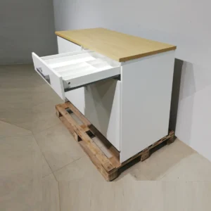 Moble de cuina d'ocasió 122x61x91cm fet de melamina i taulell de fusta