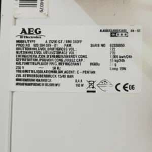 Congelador AEG A75290GT (133x62x87cm) de ocasión perfecto para tienda, bar, heladería...