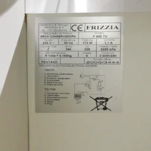 Congelador FRIZZIA F400TV (103x67x92cm) de ocasión perfecto para tienda, bar, heladería...