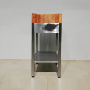 Tajo de estructura (45x45x100cm) de acero inoxidable y base de madera
