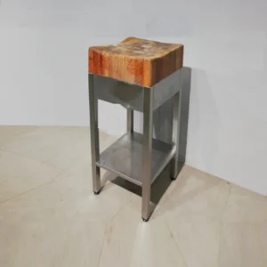 Tajo de estructura (45x45x100cm) de acero inoxidable y base de madera