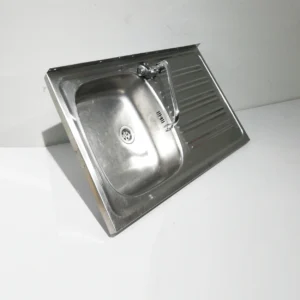 Fregadero de acero inoxidable 80x20x14cm con escurridera y grifo