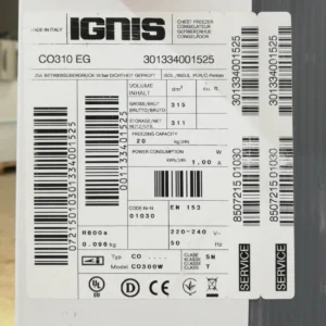 Congelador IGNIS CO310EG (118x66x90cm) d'ocasió perfecte per a botiga, bar, geladeria...