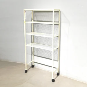 Prestatgeria metàl·lica blanca de 75x30x151cm procedent d'una empresa en tancament