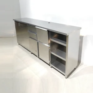 Mueble para cafetera de acero inoxidable de 250x60x114cm de segunda mano