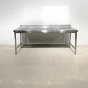 Taula d'acer inoxidable 215x70x95cm procedent d'una empresa en tancament