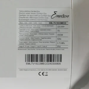 Termo eléctrico de agua caliente EMELSON EML-TV15 COMECO capacidad de 15 litros