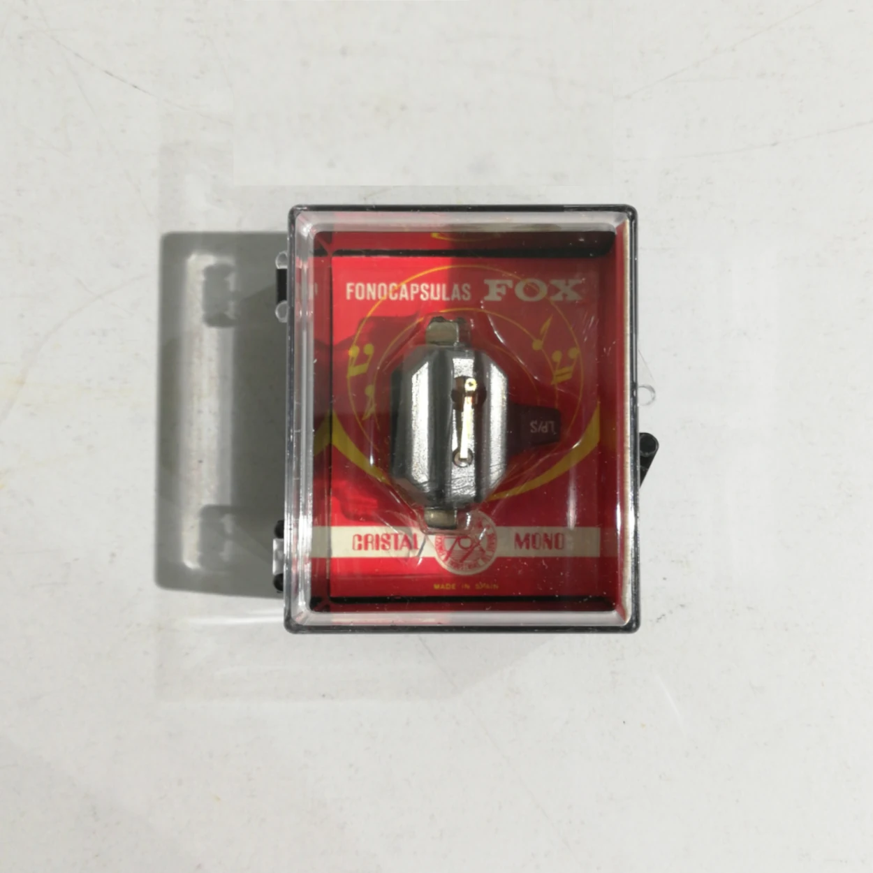FonocĂ psula tocadiscos FOX de cristall mono amb agulla reversible en capsa original