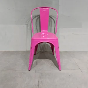 Cadira tipus TOLIX rosa (43x36x86cm) feta de xapa d'acer de gran qualitat i resistència